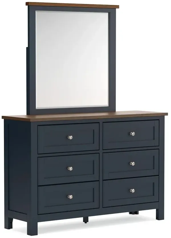 Landocken - Dresser and Mirror - Brown / Blue