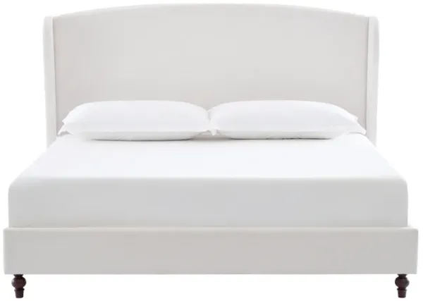 Windsor - King Tall Headboard Upholstered Wingback Bed Premium Minimalist Designs No Box Spring Needed - Textured Ivory