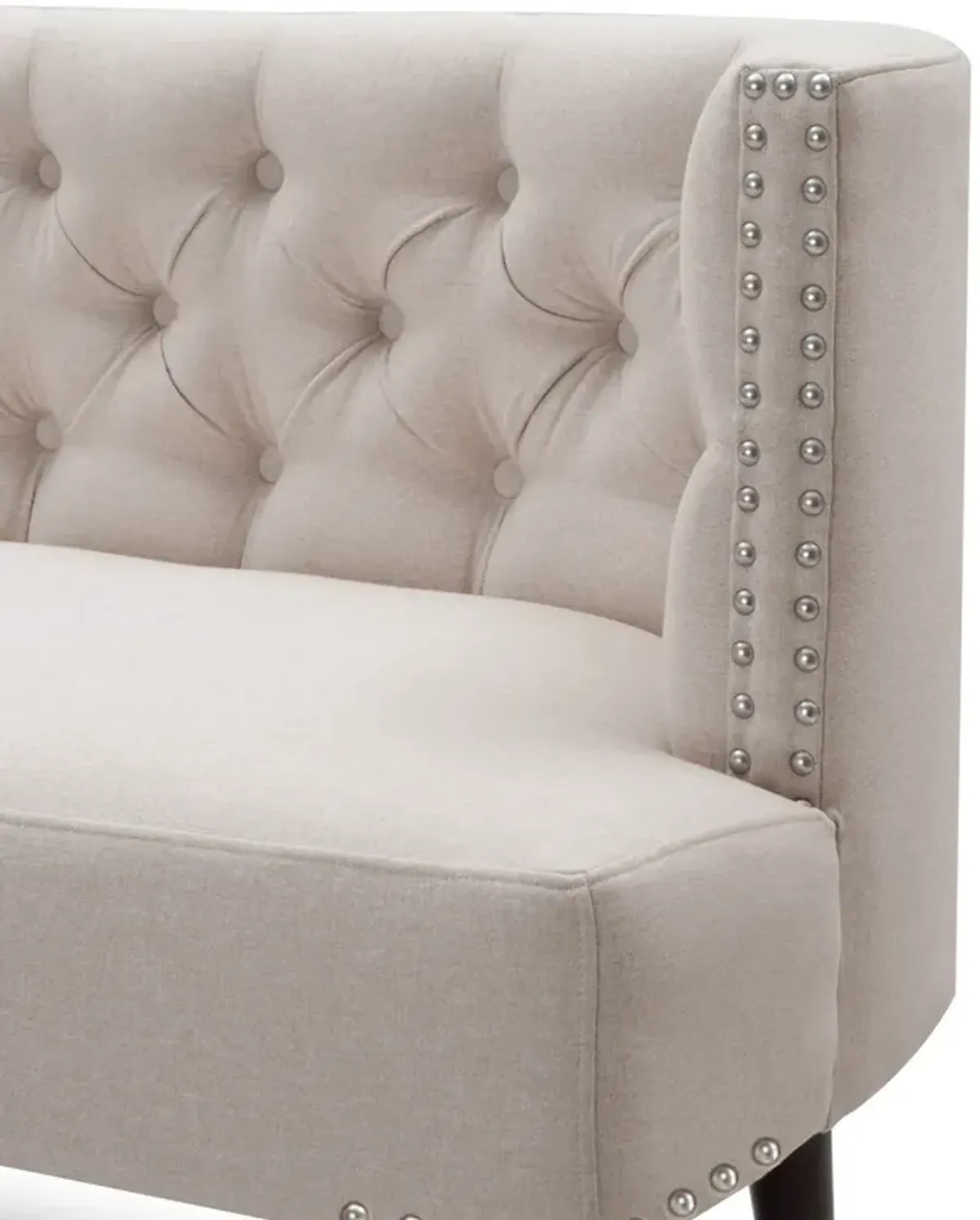 Celine - Tufted Settee Nailhead Accents - Sky Neutral Beige