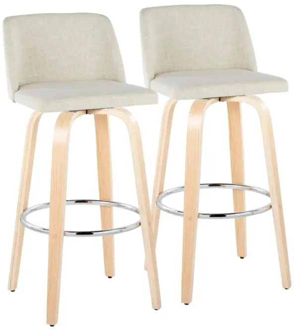 Toriano - Contemporary, Fixed Height Barstool Swivel & Round Footrest (Set of 2)