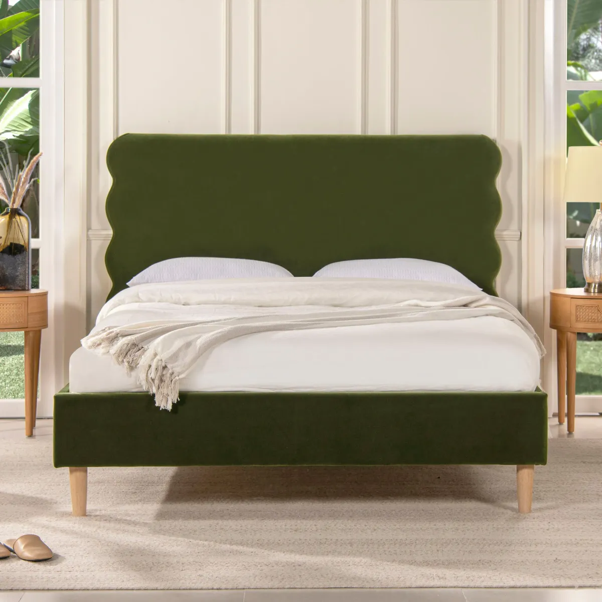 Stockholm - Modern Wavy Headboard Platform Bed