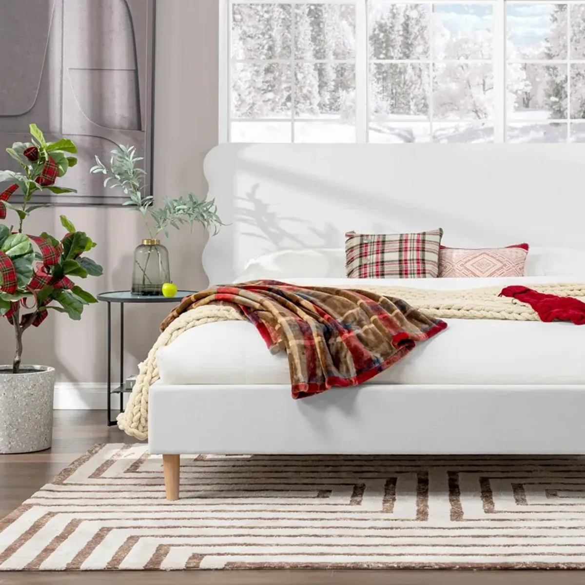 Stockholm - Modern Wavy Headboard Platform Bed