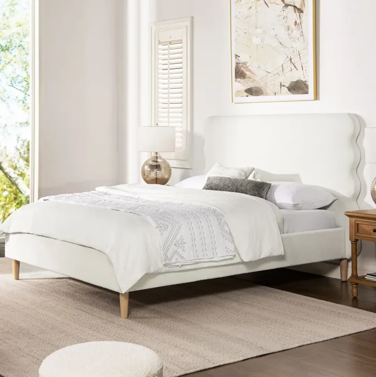 Stockholm - Modern Wavy Headboard Platform Bed