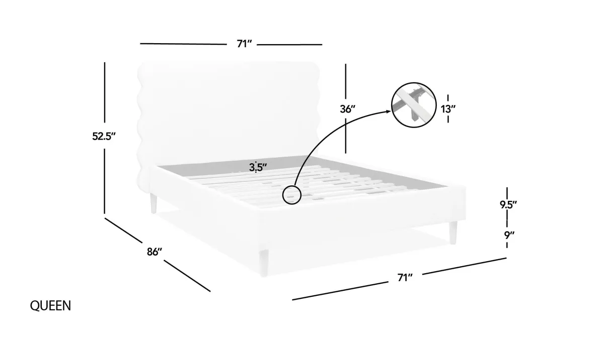 Stockholm - Modern Wavy Headboard Platform Bed