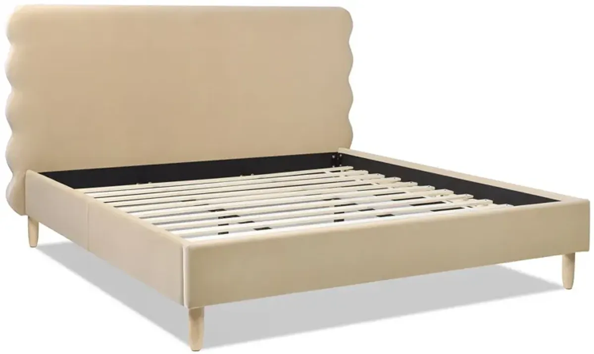 Stockholm - Modern Wavy Headboard Platform Bed