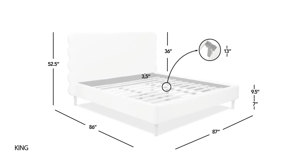 Stockholm - Modern Wavy Headboard Platform Bed