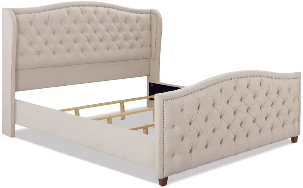 Marcella - Upholstered Shelter Headboard Bed Set