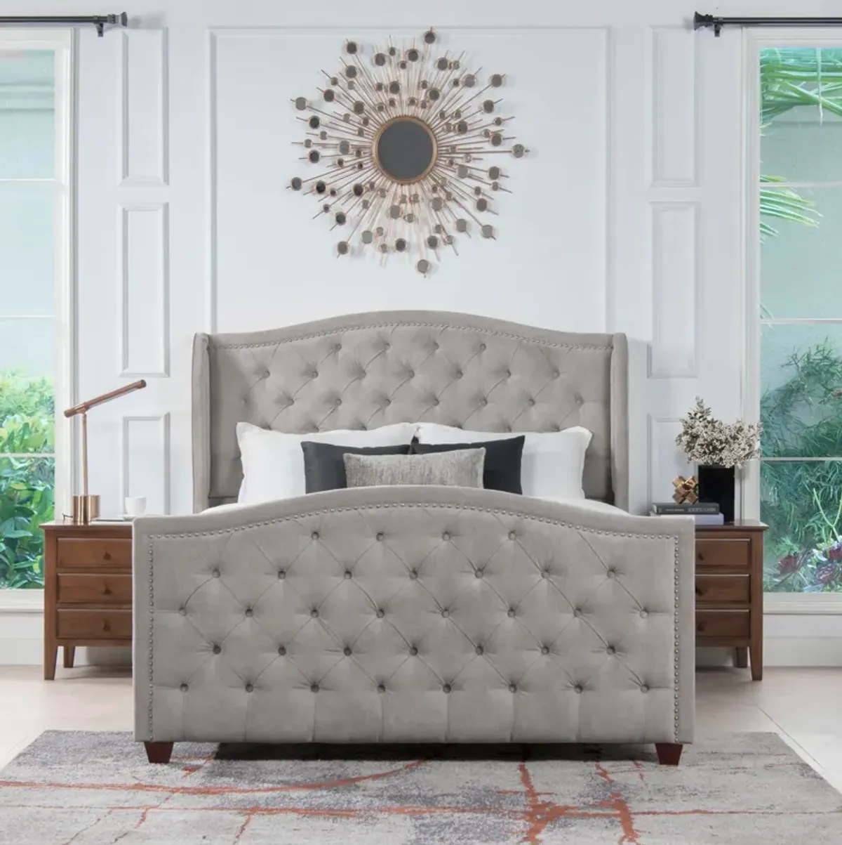 Marcella - Upholstered Shelter Headboard Bed Set