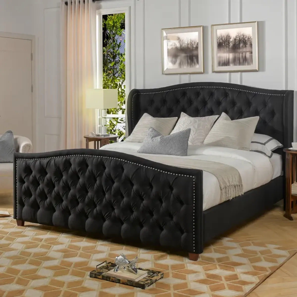 Marcella - Upholstered Shelter Headboard Bed Set