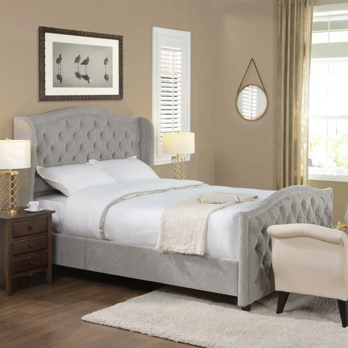 Marcella - Upholstered Shelter Headboard Bed Set