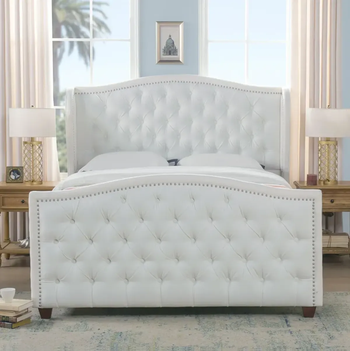 Marcella - Upholstered Shelter Headboard Bed Set