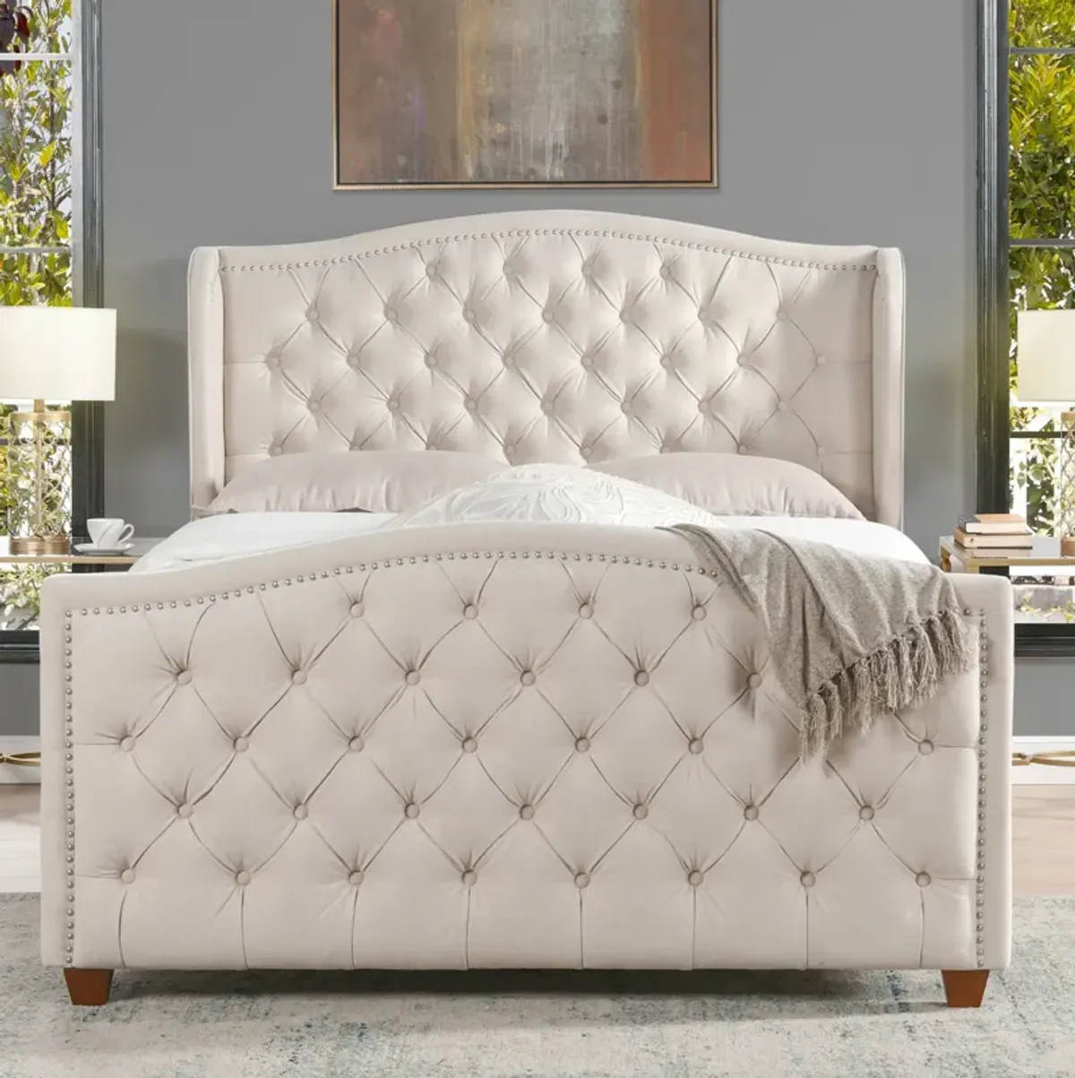 Marcella - Upholstered Shelter Headboard Bed Set