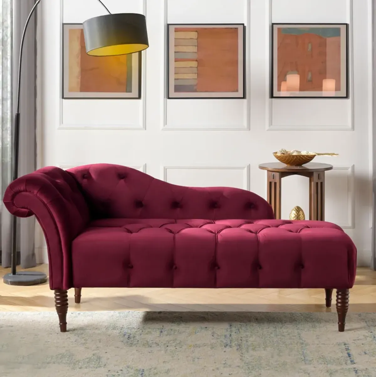 Samuel - Tufted Roll Arm Chaise Lounge