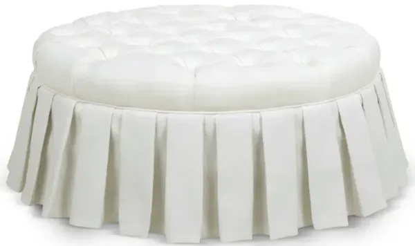 Luciana - Tufted Cocktail Ottoman With Skirt - Antique White