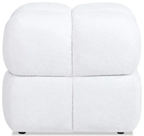 Pixel - Oversized Square Tufted Pouf Ottoman - Almond White