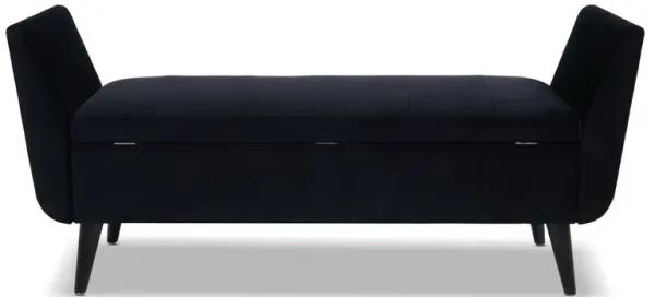Duff - Mid-Century Modern Upholstered Entryway Storage Bench - Anthracite Black