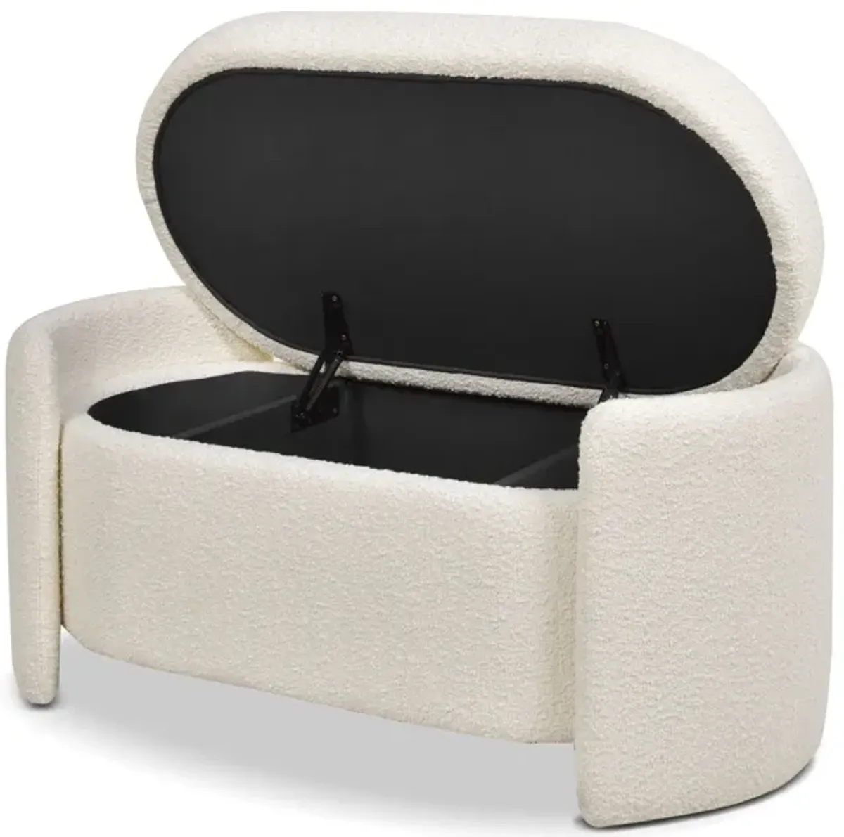 Fuji - Oval Storage Bench, Upholstered - Ivory White