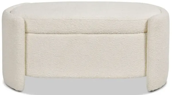 Fuji - Oval Storage Bench, Upholstered - Ivory White