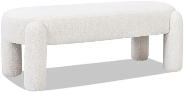 Hugo - Oval Fully Upholstered Bench - Milk Cream White