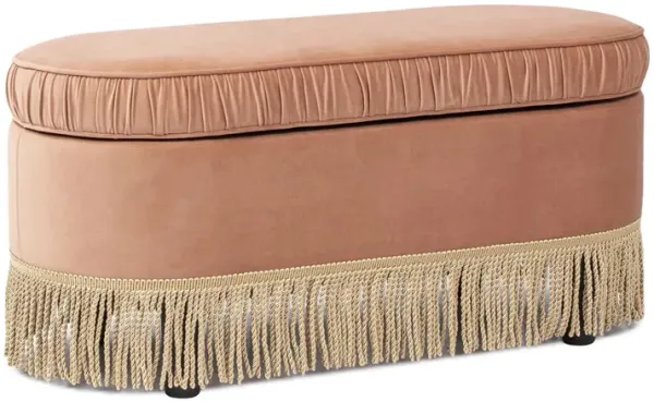 Serena - Oval Storage Bench Ottoman - Peach Orange