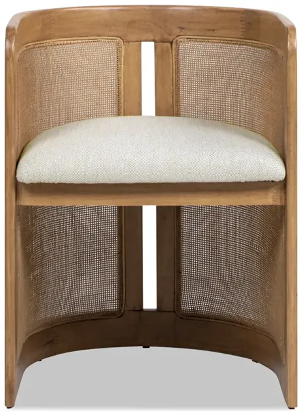 Lilith - Curved Upholstered Dining Chair, Stain Resistant High - White Pepper