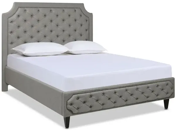 Helen - Queen Tall Upholstered Tufted Platform Bed Frame - Heathered Gray