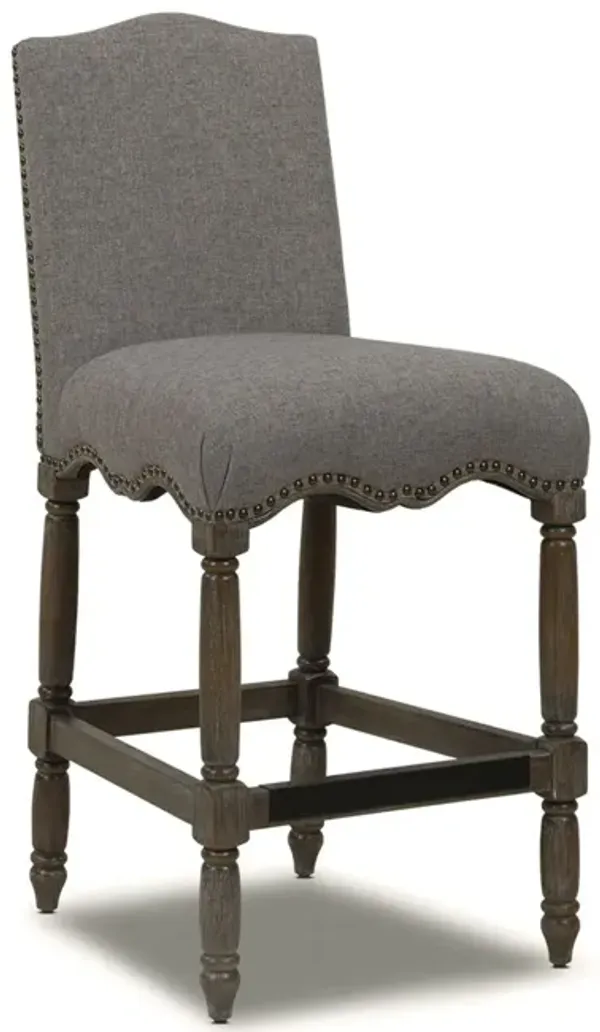 Odette - Farmhouse Upholstered Counter Height Bar Stool - Heathered Gray