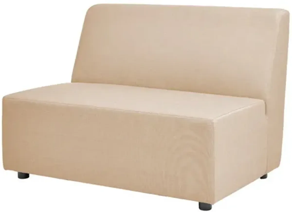 Cleo - Modular Upholstered Deep Seating Patio Armless Loveseat Axroma Olefin - Almond Beige