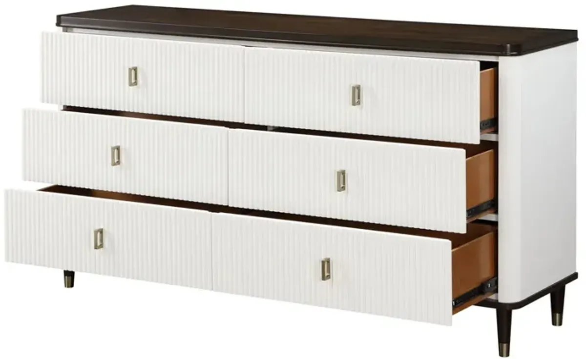 Carena - Dresser With Jewerly Tray - White / Walnut