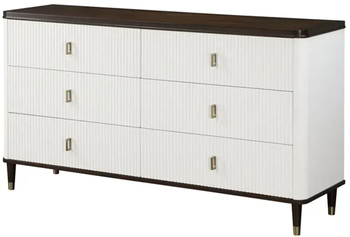 Carena - Dresser With Jewerly Tray - White / Walnut