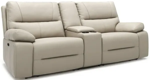 Malibu - Modern Power Motion 3 Piece Reclining Loveseat Sofa With Cup Holders - Cream Taupe Beige