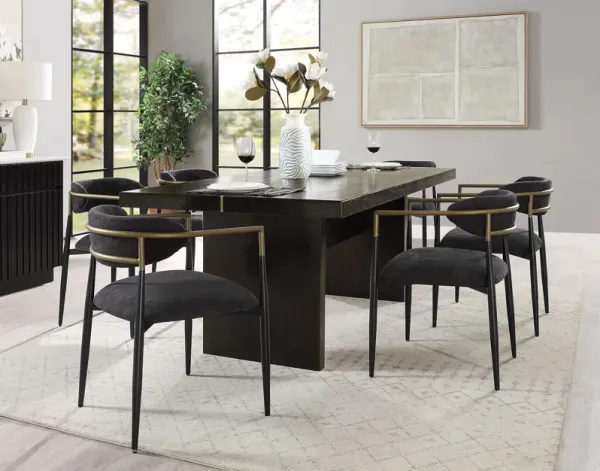 Jaramillo - 7 Pieces Dining Room Set - Gold / Rustic Espresso