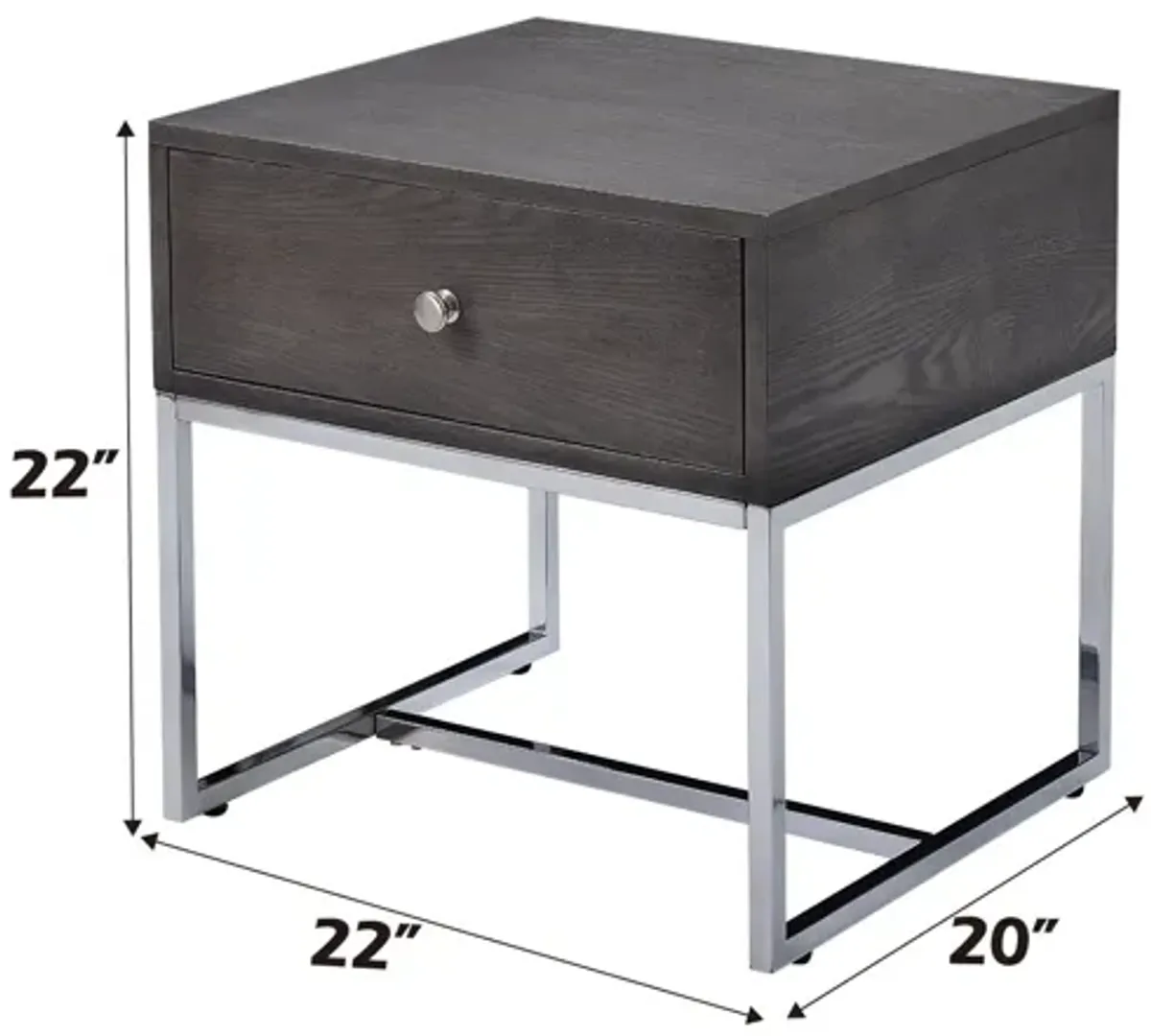 Iban - End Table - Gray Oak / Chrome