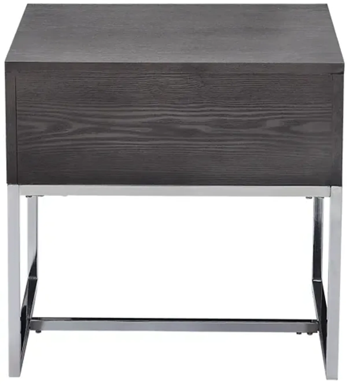 Iban - End Table - Gray Oak / Chrome