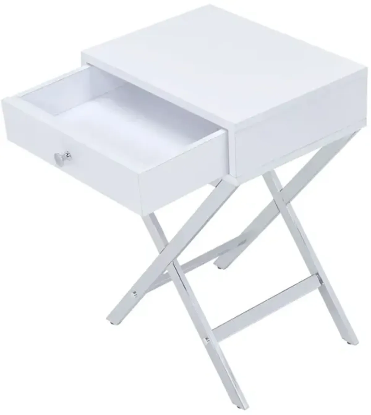 Coleen - Accent Table - White / Chrome