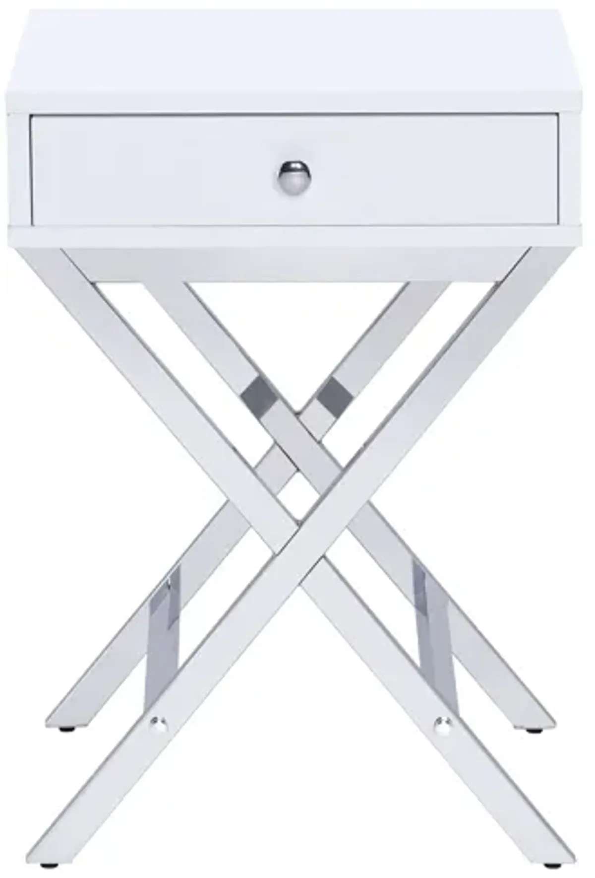 Coleen - Accent Table - White / Chrome