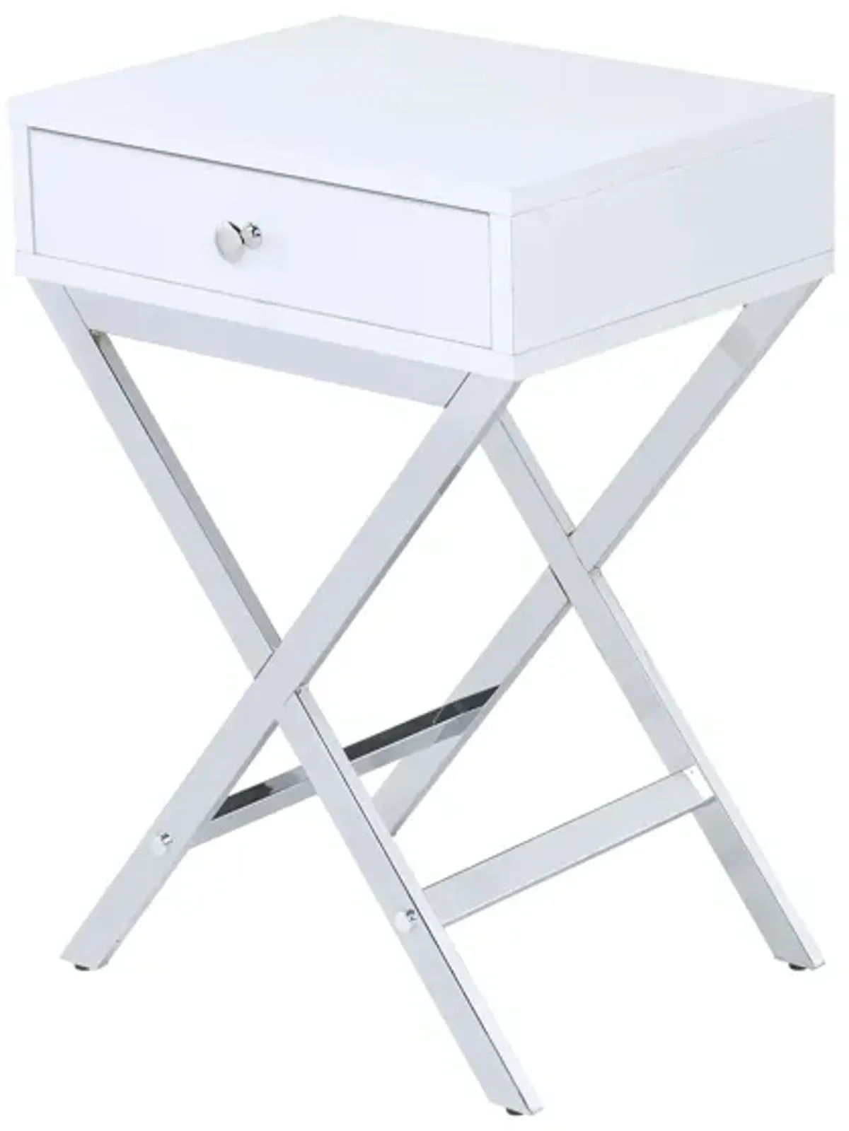 Coleen - Accent Table - White / Chrome