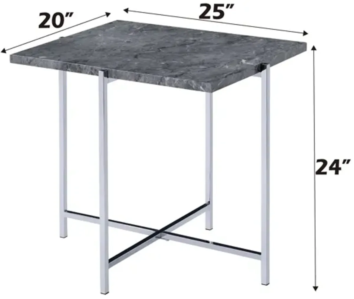 Adelae - End Table - Gray / Chrome