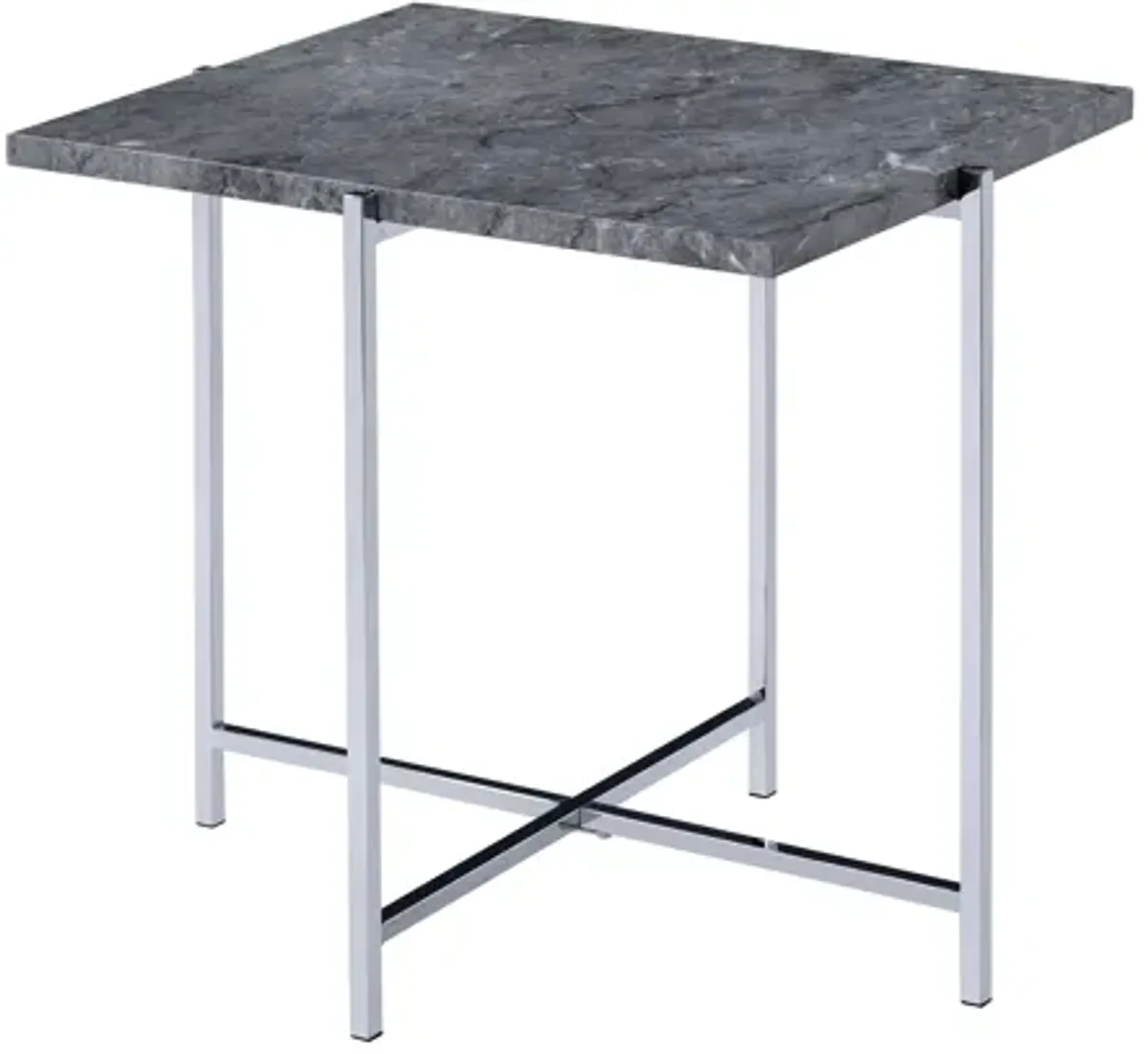 Adelae - End Table - Gray / Chrome