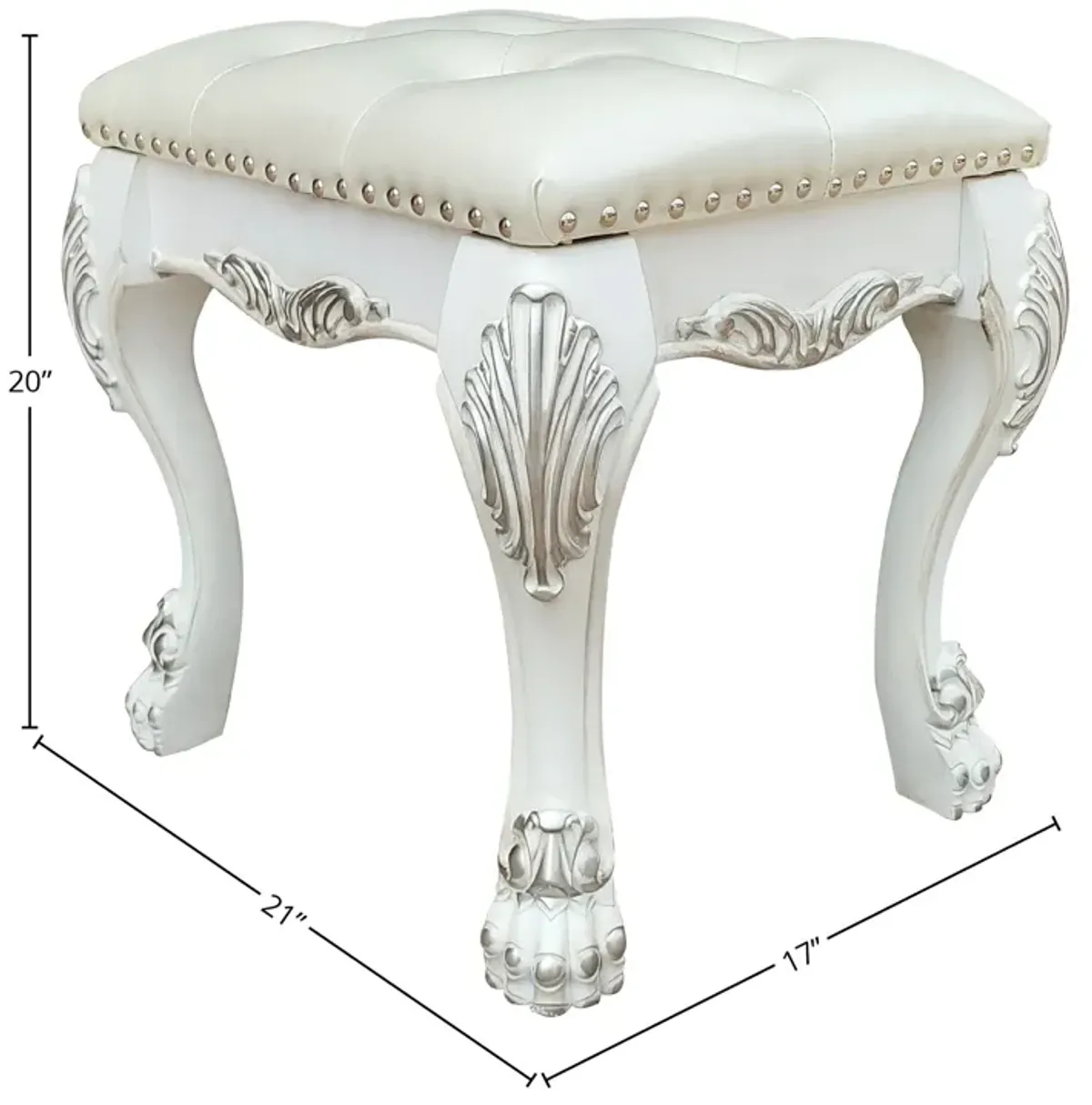 Dresden II - Vanity Stool - Bone White