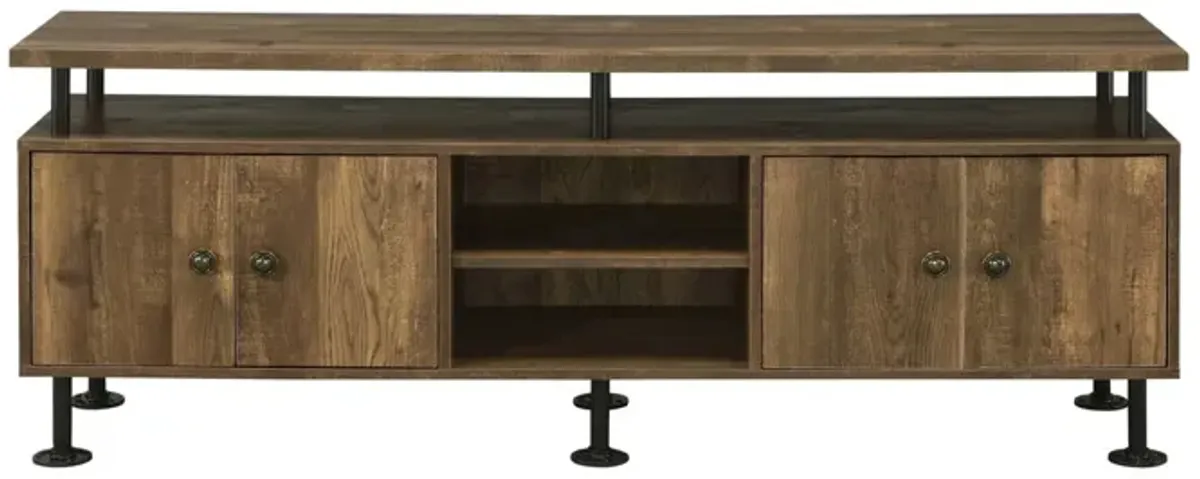 Ensata II - TV Stand - Rustic Oak / Black