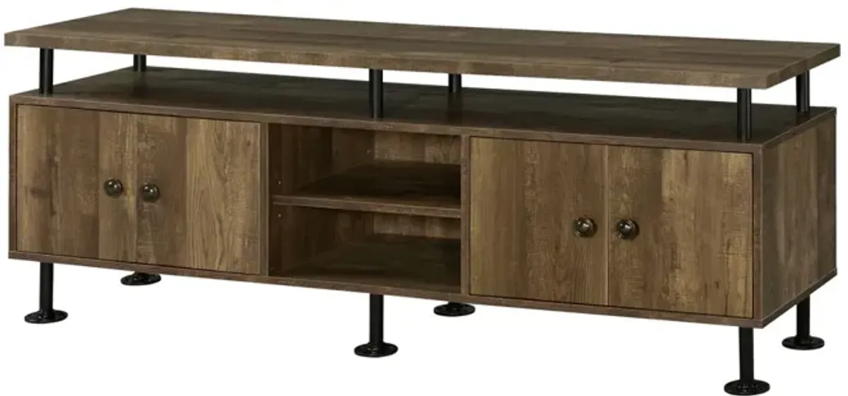 Ensata II - TV Stand - Rustic Oak / Black