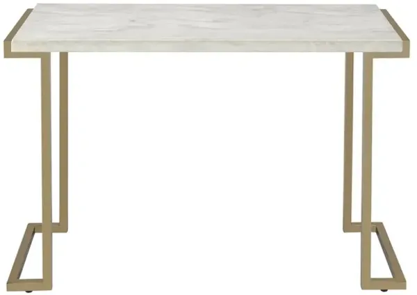 Boice II - Faux Marble Top Sofa Table - White / Champagne