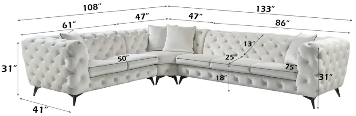 Atronia - Sectional Sofa With 4 Pillows - Beige