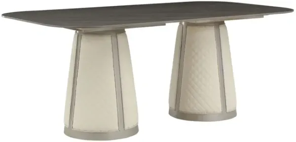 Kasa - Sintered Stone Top Dining Table - Stone Gray / Champagne