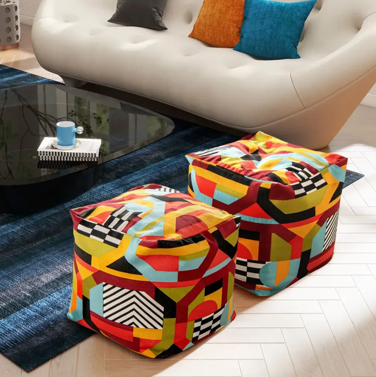 Pouf Luxury Oversized Bean Bag Cube Ottoman