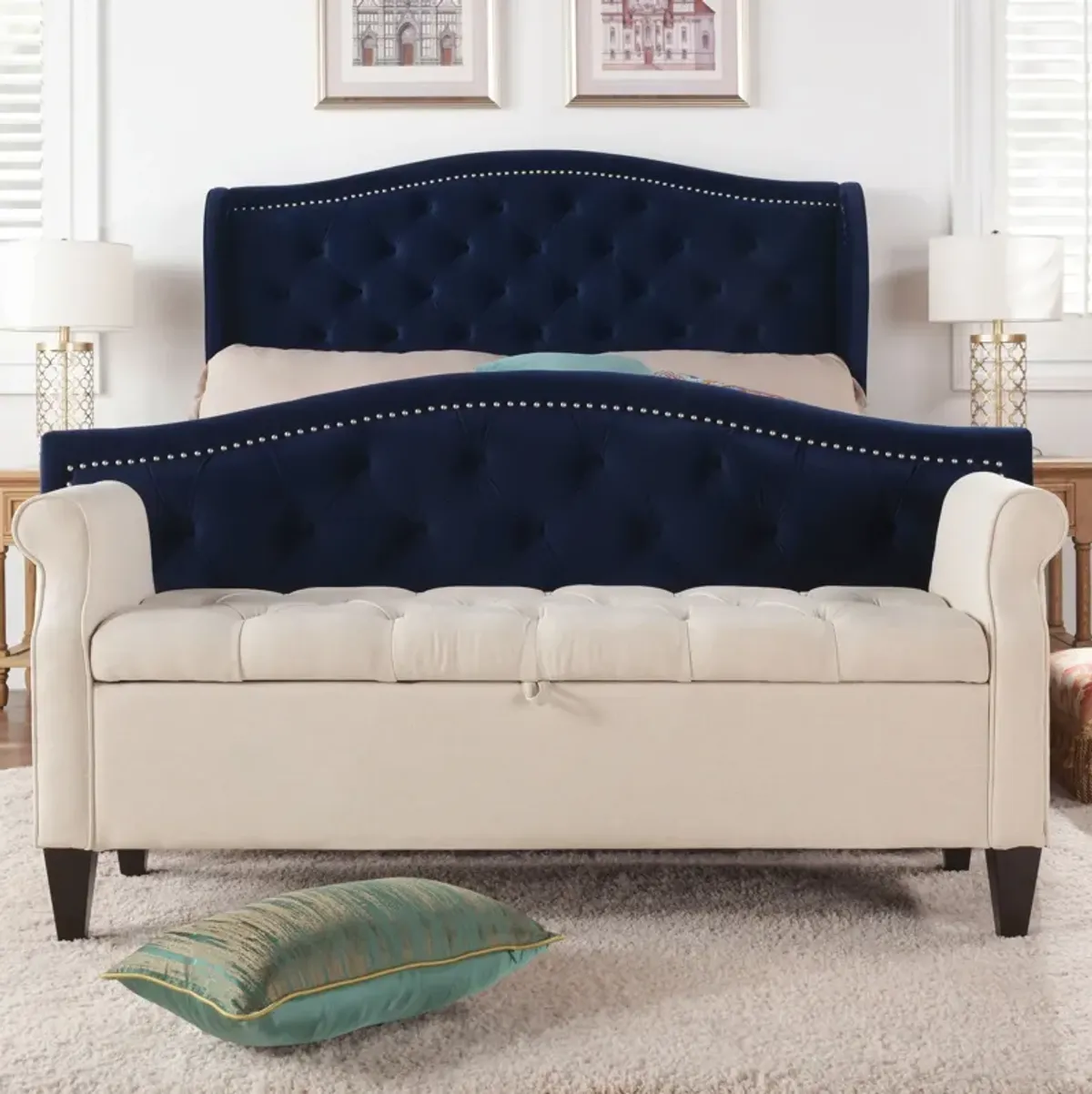 Jacqueline - Tufted Roll Arm Storage Bench