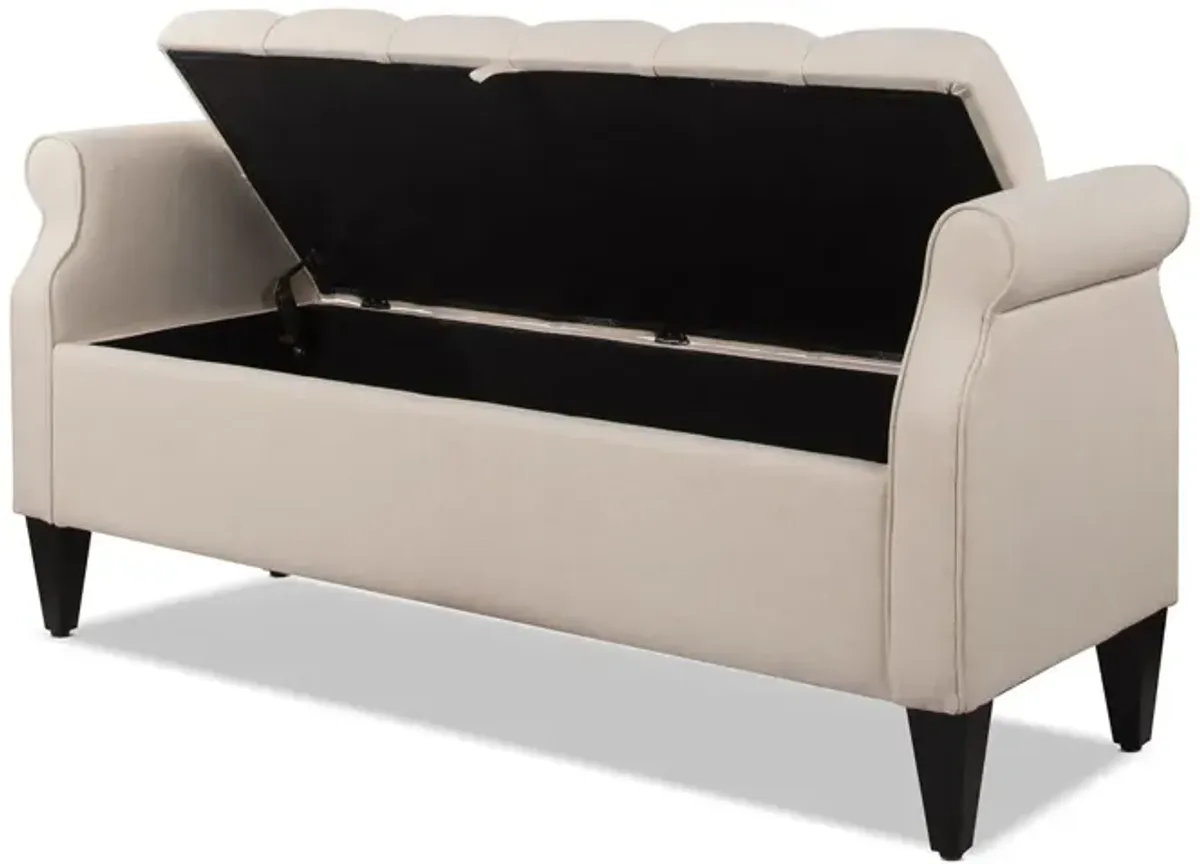 Jacqueline - Tufted Roll Arm Storage Bench