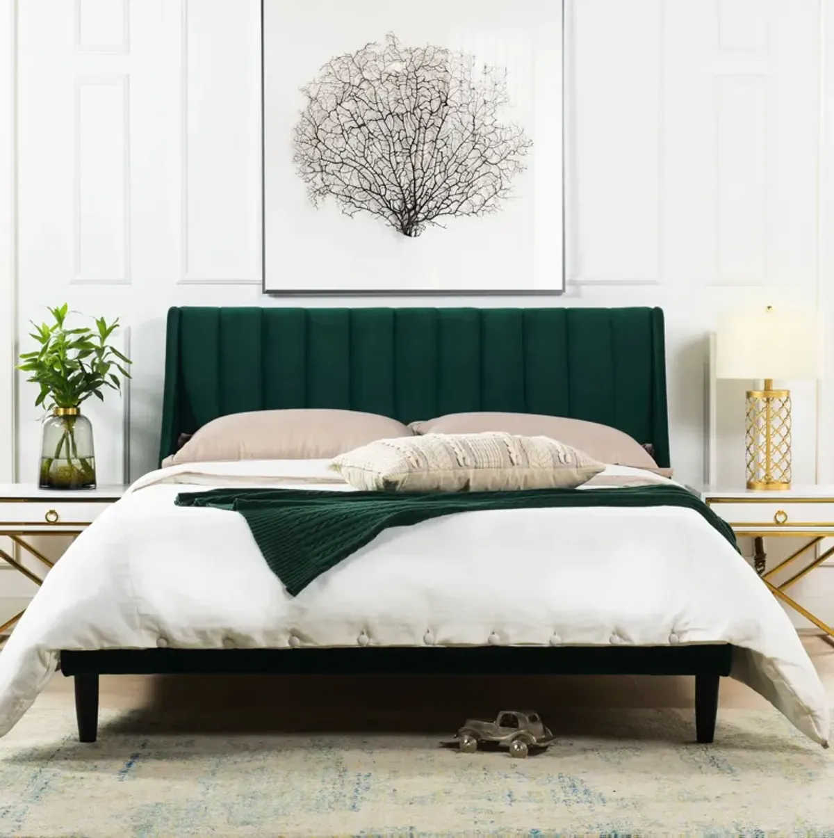 Aspen - Vertical Tufted Modern Headboard Platform Bed Set