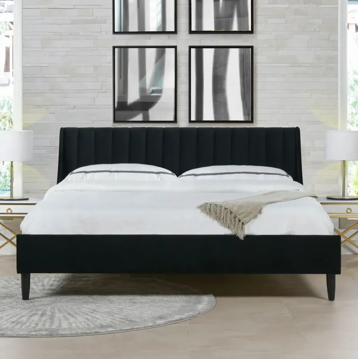 Aspen - Vertical Tufted Modern Headboard Platform Bed Set